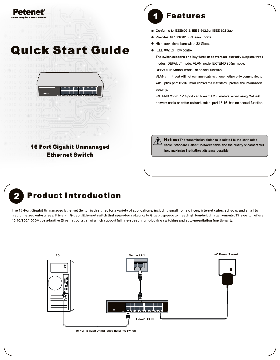 16-Port Gigabit Unmanaged Ethernet Switch