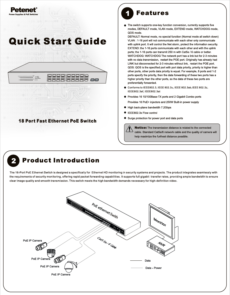 18-Port Fast Ethernet PoE Switch