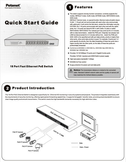 18-Port Fast Ethernet PoE Switch