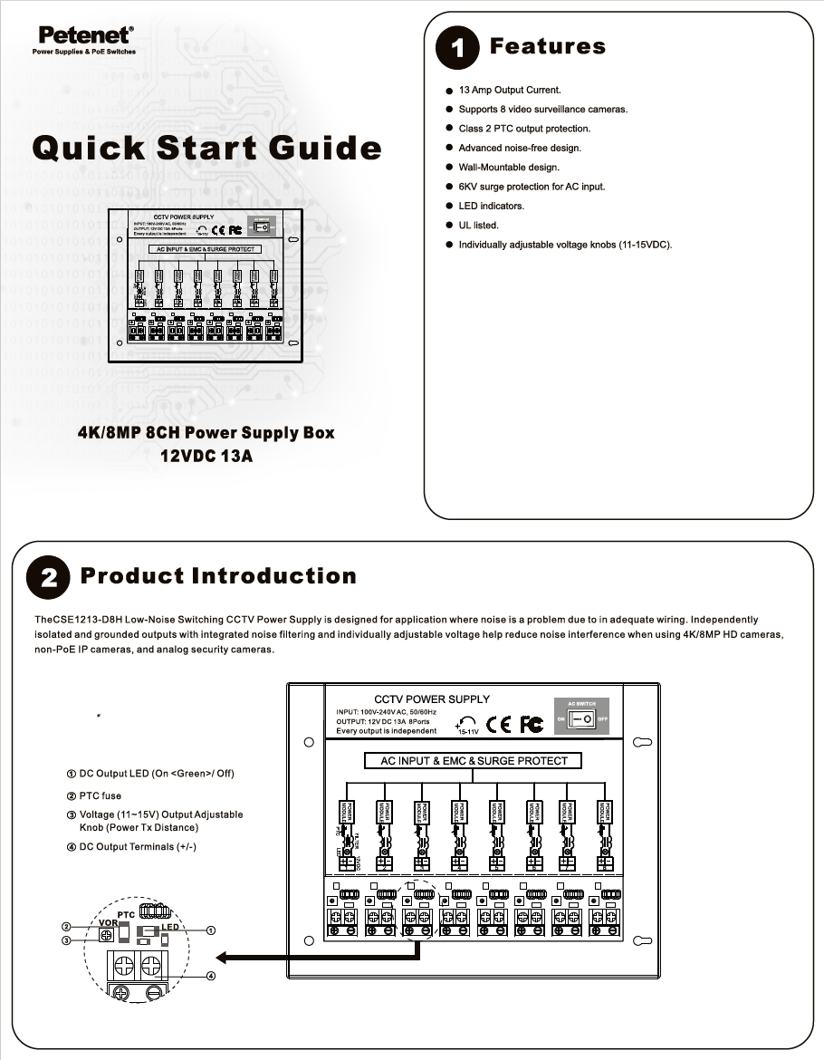 4K/8MP 8-Ch 13A Power Supply Box