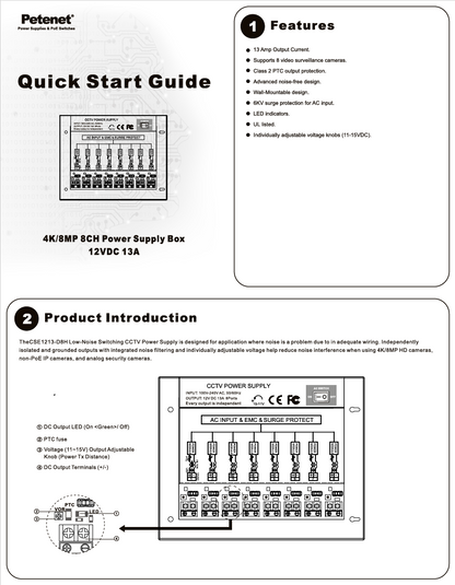 4K/8MP 8-Ch 13A Power Supply Box