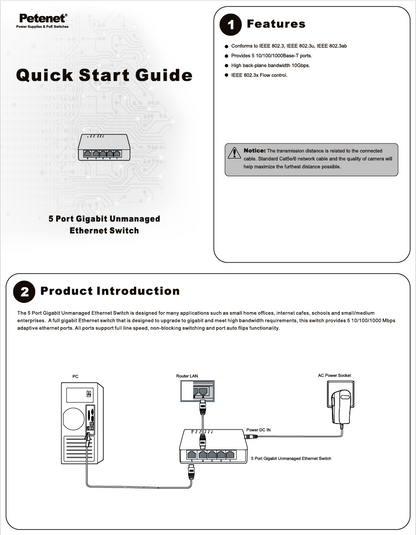 5-Port Gigabit Unmanaged Ethernet Switch