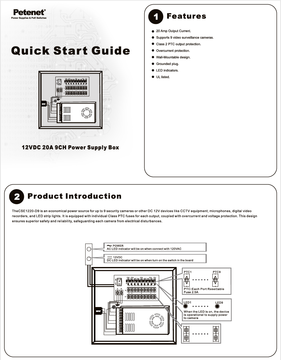 9-Ch 20A Power Supply Box