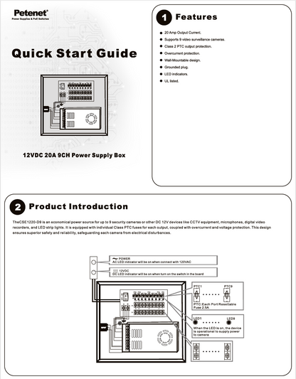 9-Ch 20A Power Supply Box