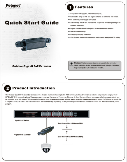 Outdoor Waterproof Gigabit PoE Extender