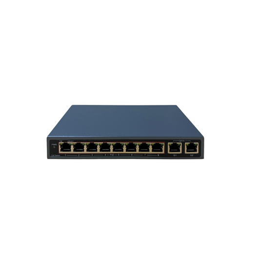 8-Port Fast Ethernet PoE+ Switch with 2 Gigabit RJ45 Uplink Ports