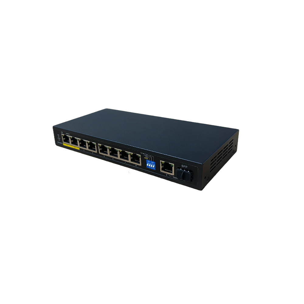 8-Port Gigabit PoE+ Switch wtih 1 Gigabit RJ45 and 1 Gigabit SFP Upink Ports